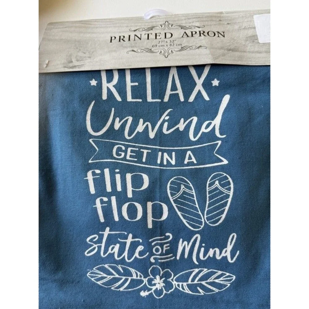 Nantucket Nautical Beach Printed Chef Apron 100% Cotton Flip Flop State Of Mind